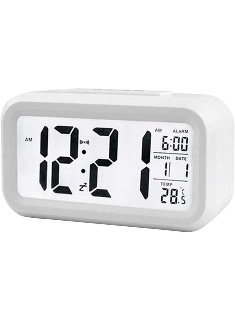 Beauenty Smart Digital Alarm Clock with Date and Temperature Snooze Button on Top Battery Operated Rectangle Desk Clock with Night Light for Bedroom Kids Children Girls Boys - Image 1